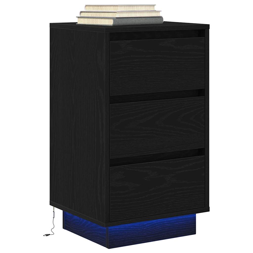vidaXL Szafka nocna z oświetleniem LED Czarna 38x34x65 cm