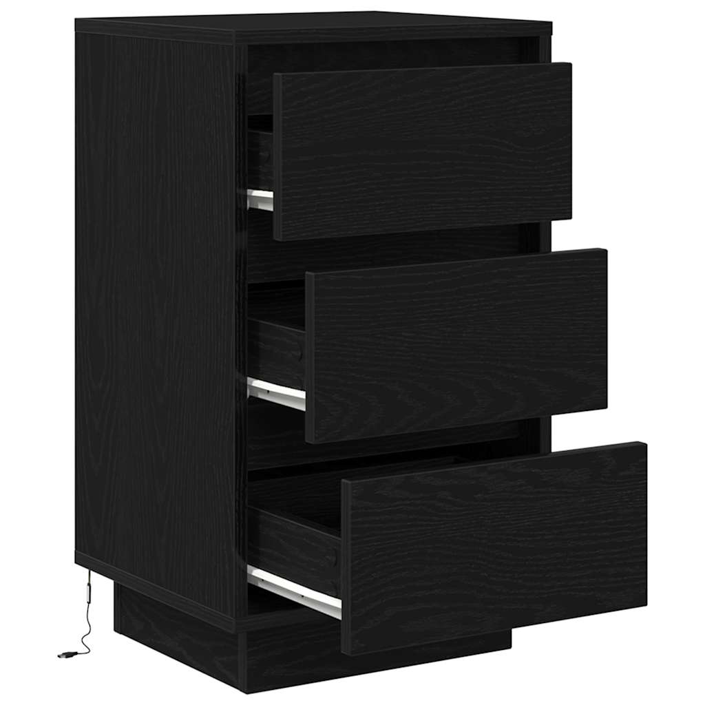 vidaXL Szafka nocna z oświetleniem LED Czarna 38x34x65 cm