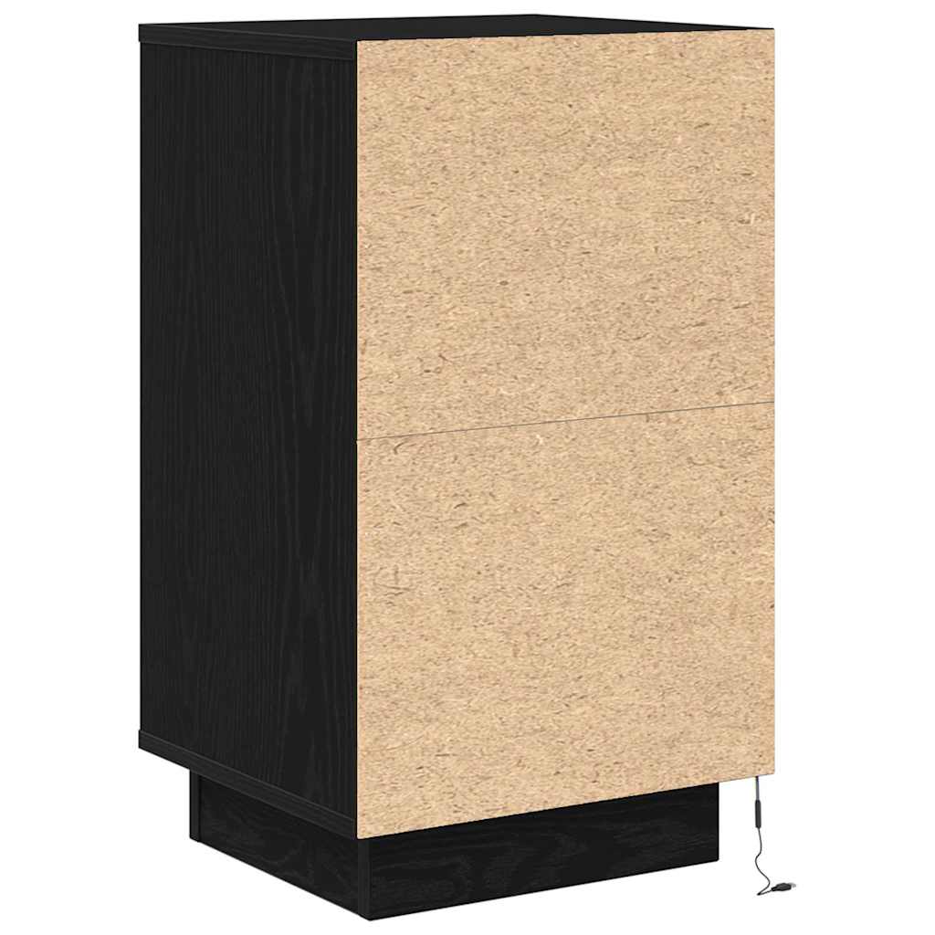 vidaXL Szafka nocna z oświetleniem LED Czarna 38x34x65 cm