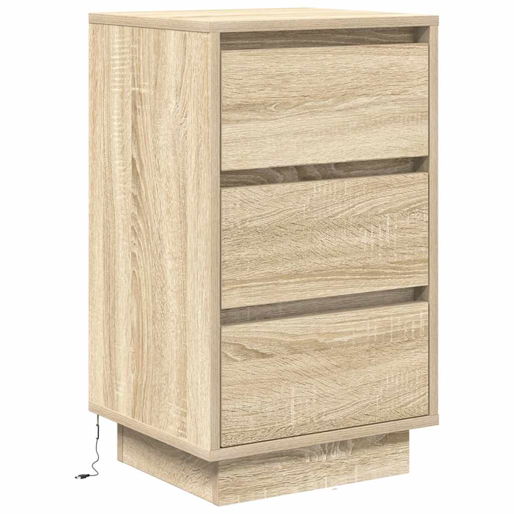 vidaXL Szafka nocna z oświetleniem LED Dąb Sonoma 38x34x65 cm