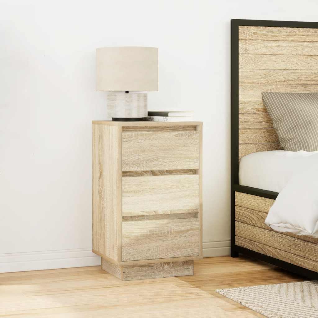 vidaXL Szafka nocna z oświetleniem LED Dąb Sonoma 38x34x65 cm