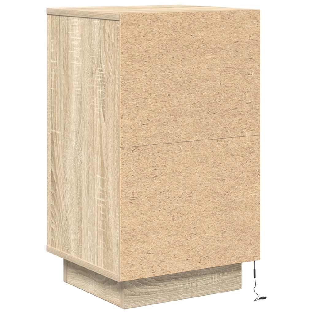 vidaXL Szafka nocna z oświetleniem LED Dąb Sonoma 38x34x65 cm
