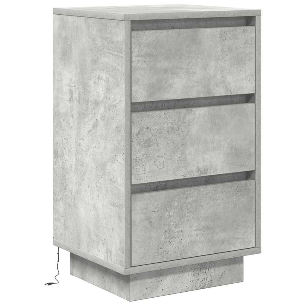 vidaXL Szafka nocna z oświetleniem LED Betonowa szarość 38x34x65 cm