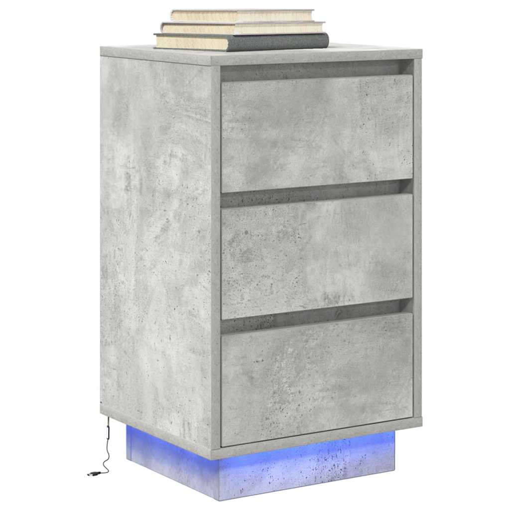 vidaXL Szafka nocna z oświetleniem LED Betonowa szarość 38x34x65 cm
