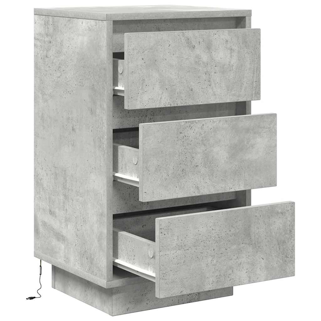 vidaXL Szafka nocna z oświetleniem LED Betonowa szarość 38x34x65 cm