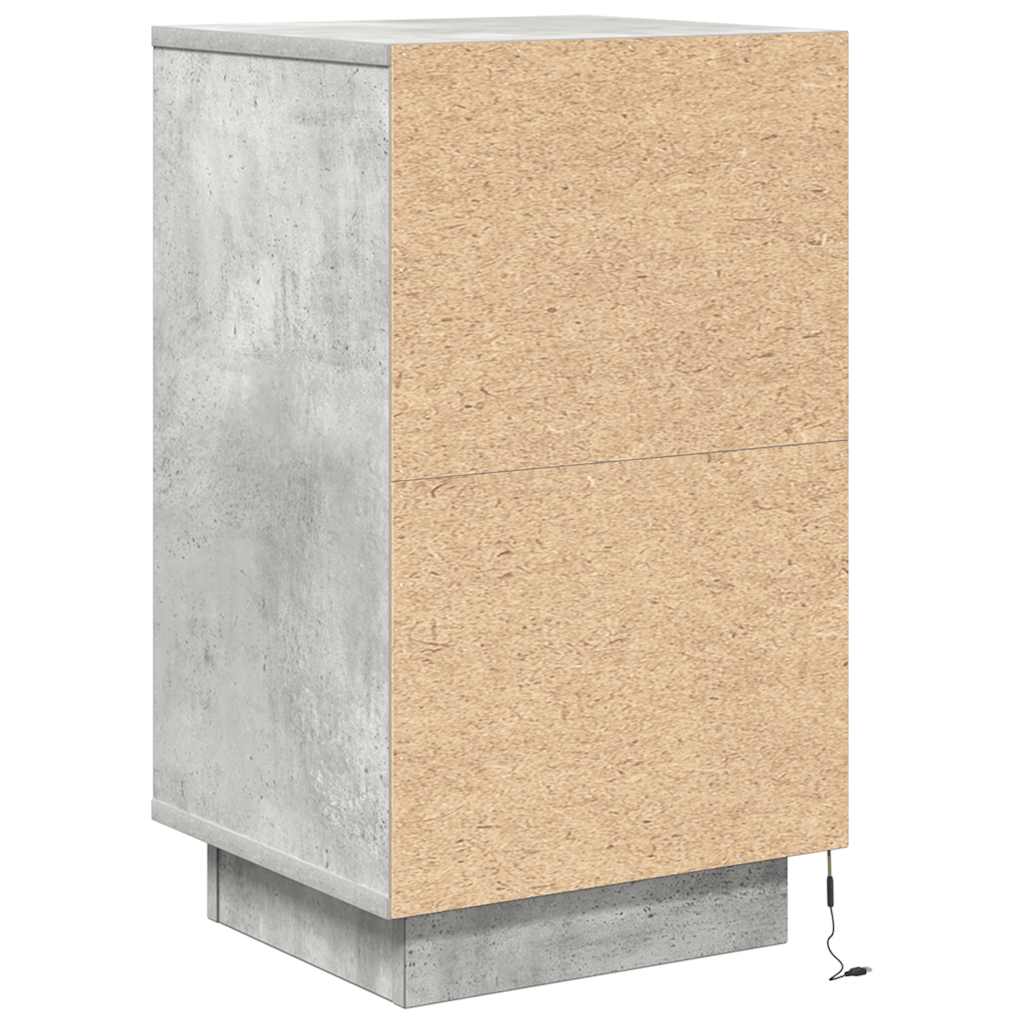 vidaXL Szafka nocna z oświetleniem LED Betonowa szarość 38x34x65 cm