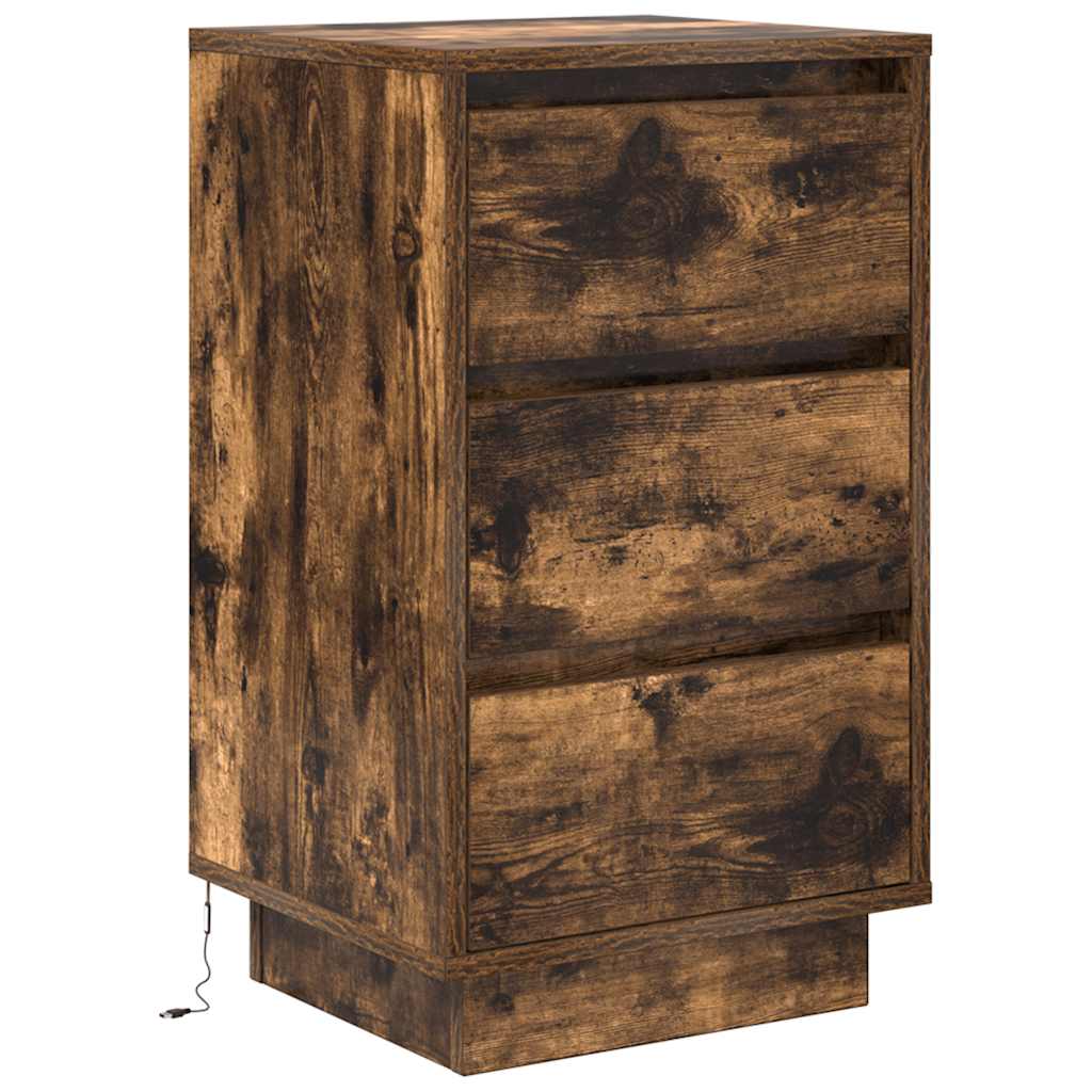 vidaXL Szafka nocna z oświetleniem LED Dąb wędzony 38x34x65 cm