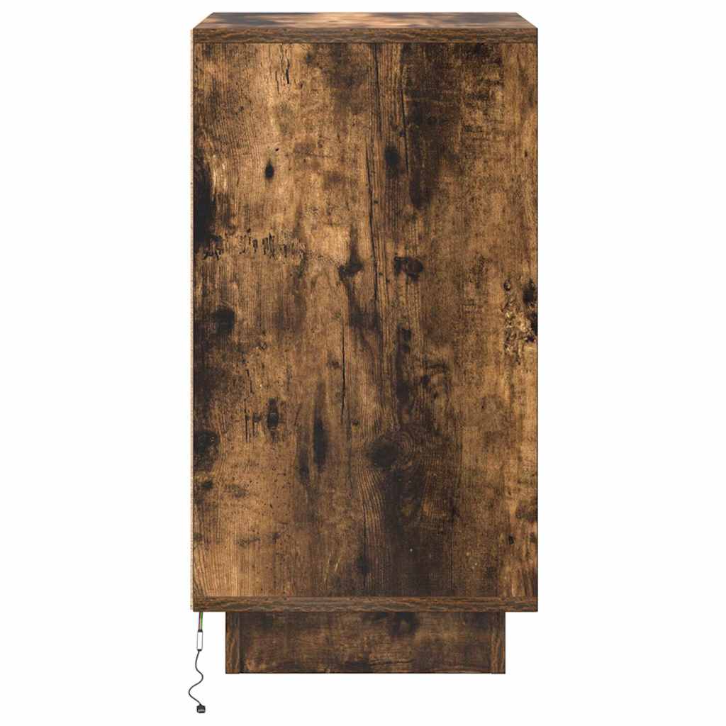 vidaXL Szafka nocna z oświetleniem LED Dąb wędzony 38x34x65 cm