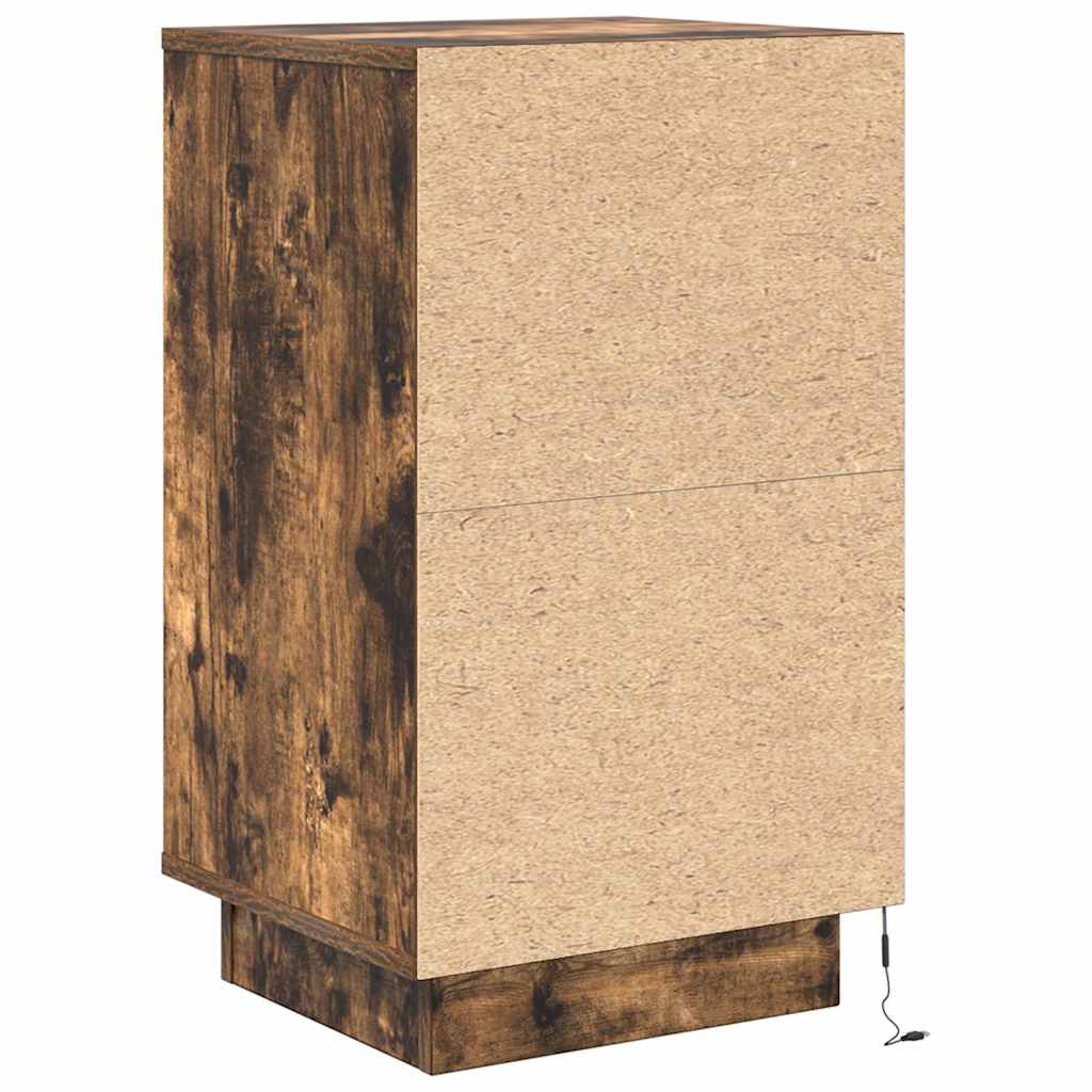 vidaXL Szafka nocna z oświetleniem LED Dąb wędzony 38x34x65 cm