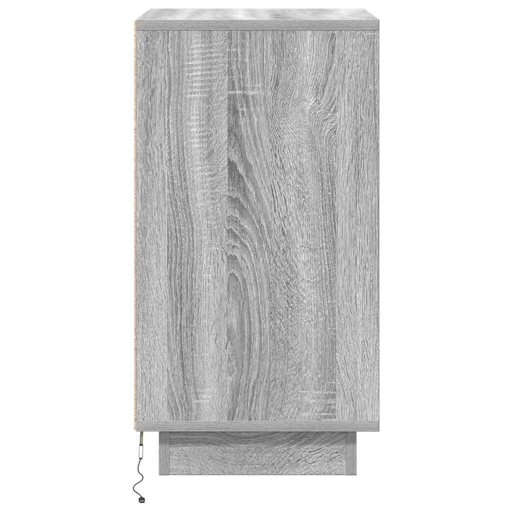 vidaXL Szafka nocna z oświetleniem LED Szary Sonoma 38x34x65 cm