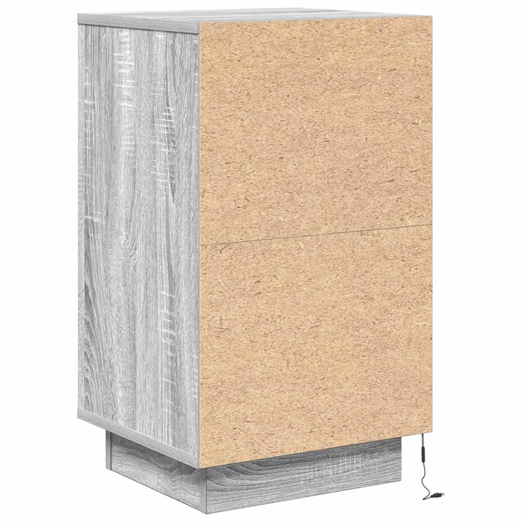 vidaXL Szafka nocna z oświetleniem LED Szary Sonoma 38x34x65 cm