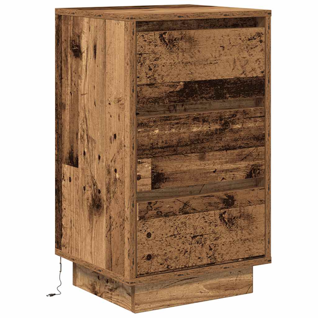 vidaXL Szafka nocna z oświetleniem LED Stare drewno 38x34x65 cm