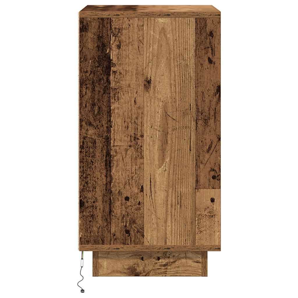 vidaXL Szafka nocna z oświetleniem LED Stare drewno 38x34x65 cm