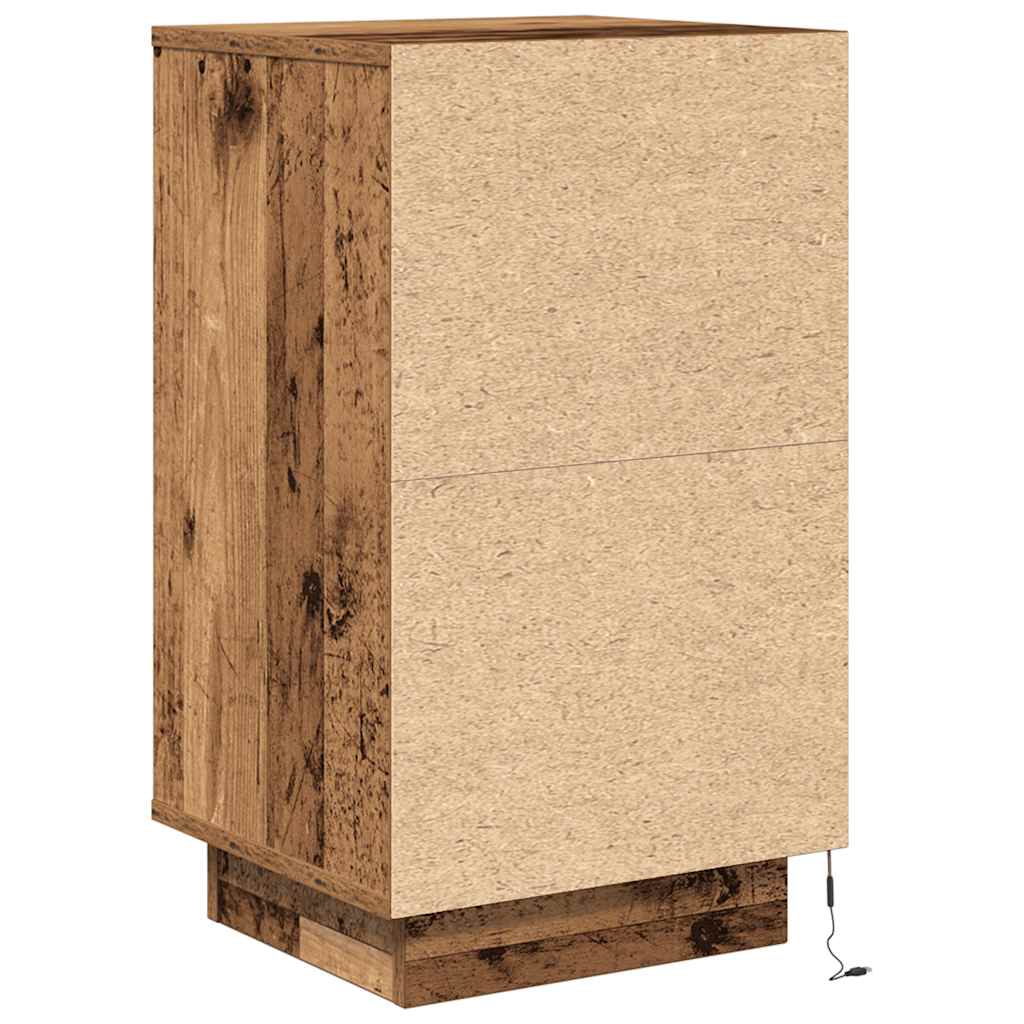 vidaXL Szafka nocna z oświetleniem LED Stare drewno 38x34x65 cm