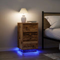 vidaXL Szafka nocna z oświetleniem LED Stare drewno 38x34x65 cm