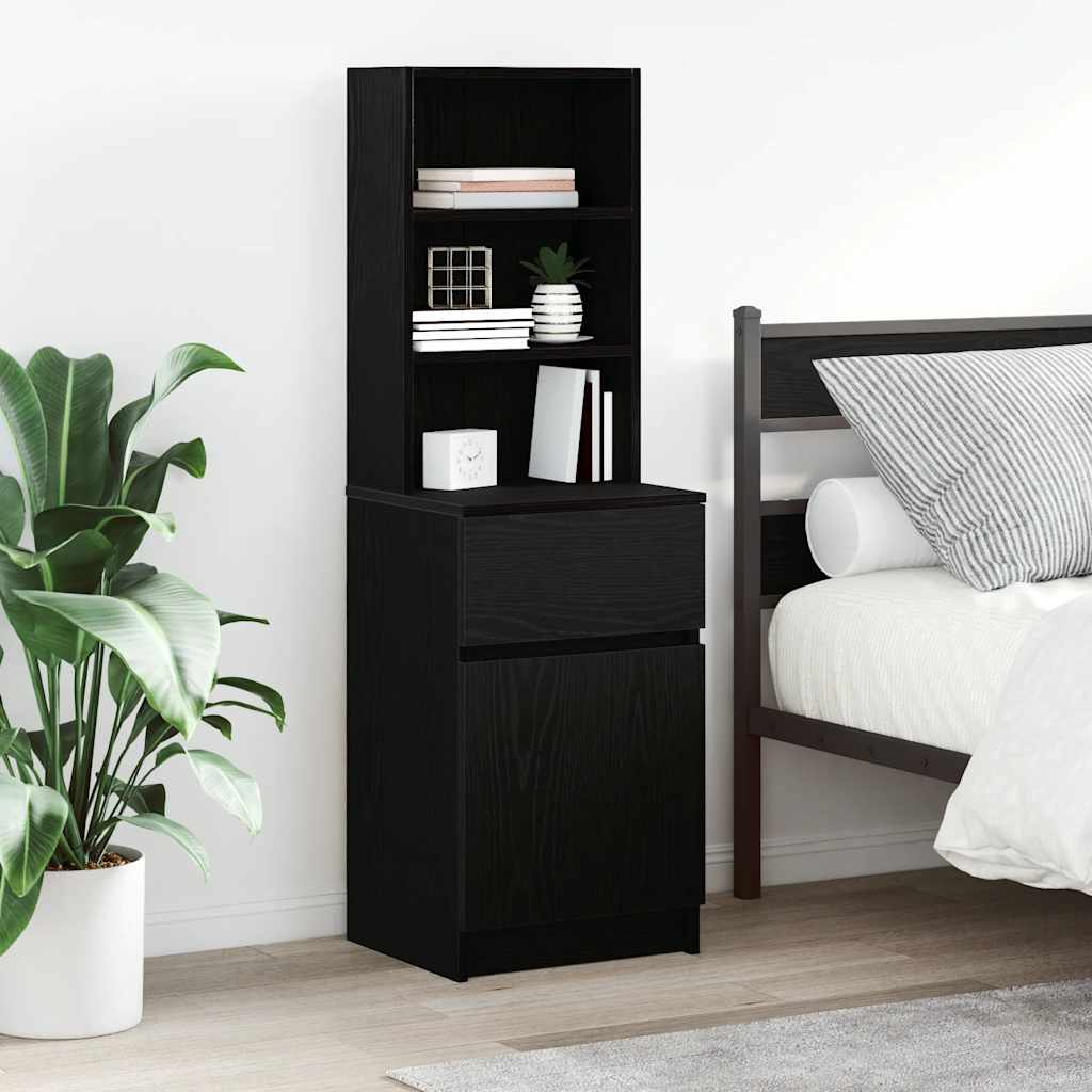 vidaXL Szafka nocna Czarna 39x35x125 cm Drewno klejone