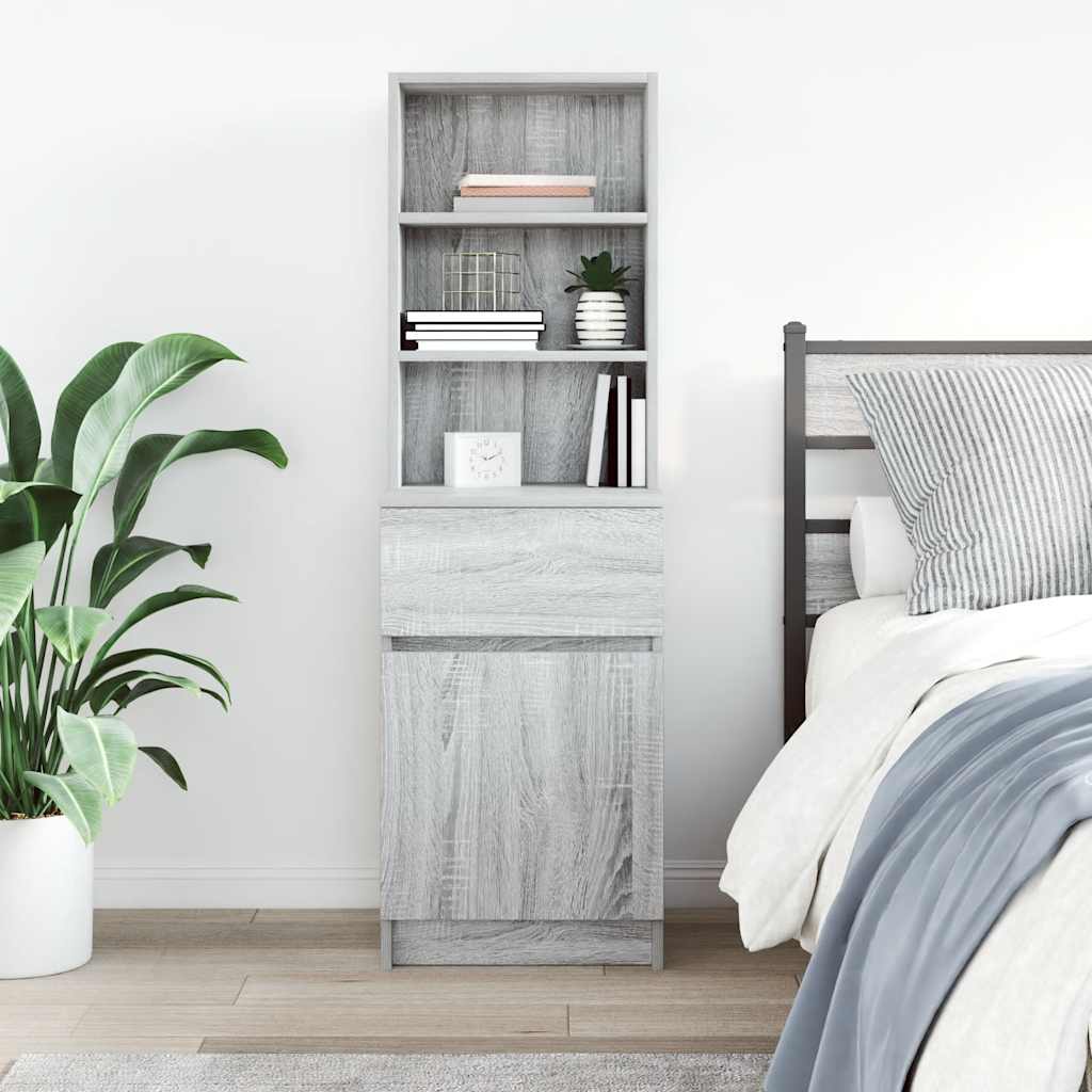 vidaXL Szafka nocna Szara Sonoma 39x35x125 cm Drewno klejone