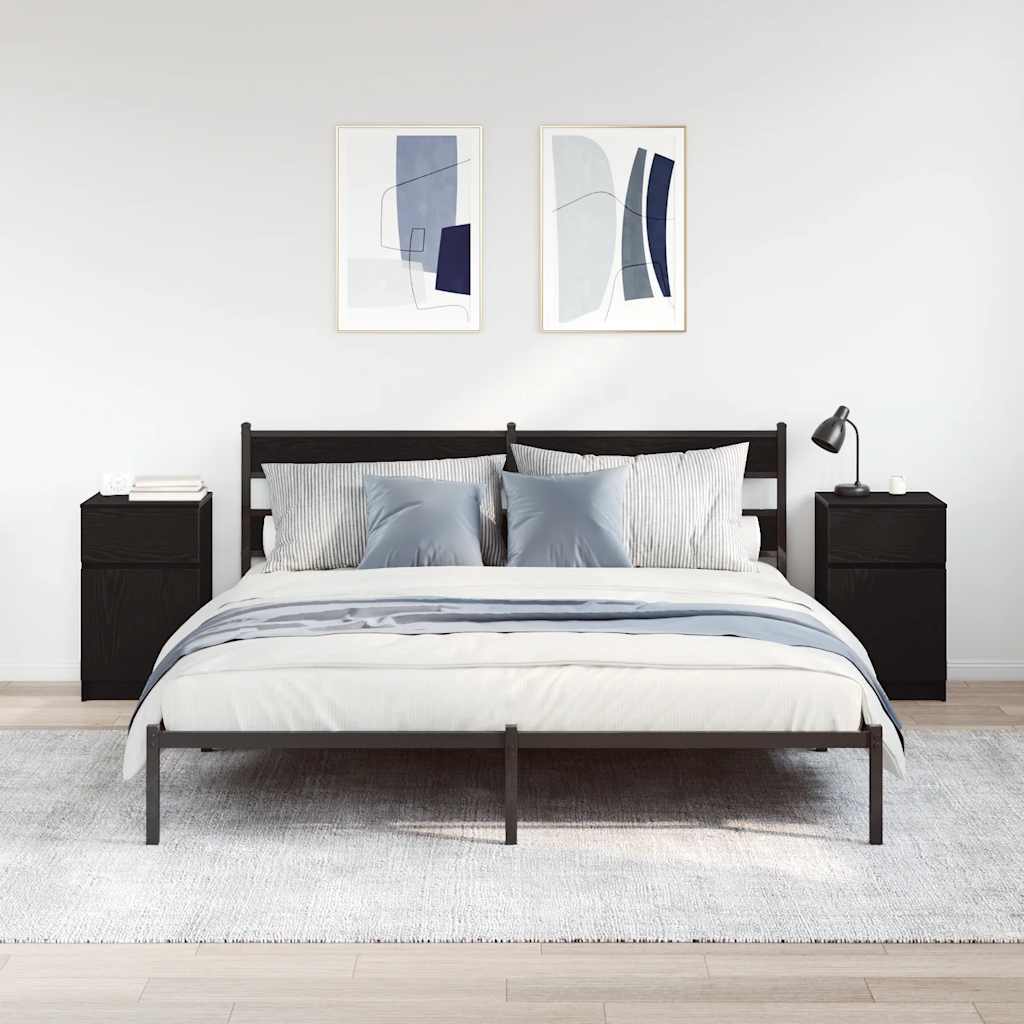 vidaXL Szafki nocne 2 szt. Czarne 39x35x65 cm Drewno klejone