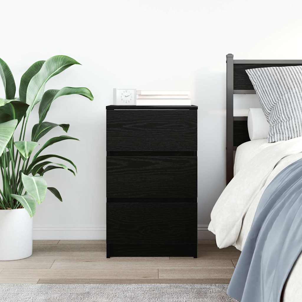 vidaXL Szafka nocna z 3 szufladami Czarna 39x35x65 cm