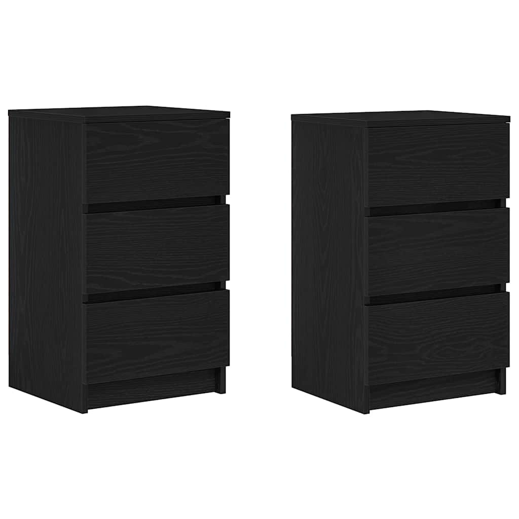 vidaXL Szafki nocne z 3 szufladami 2 szt. Czarne 39x35x65 cm