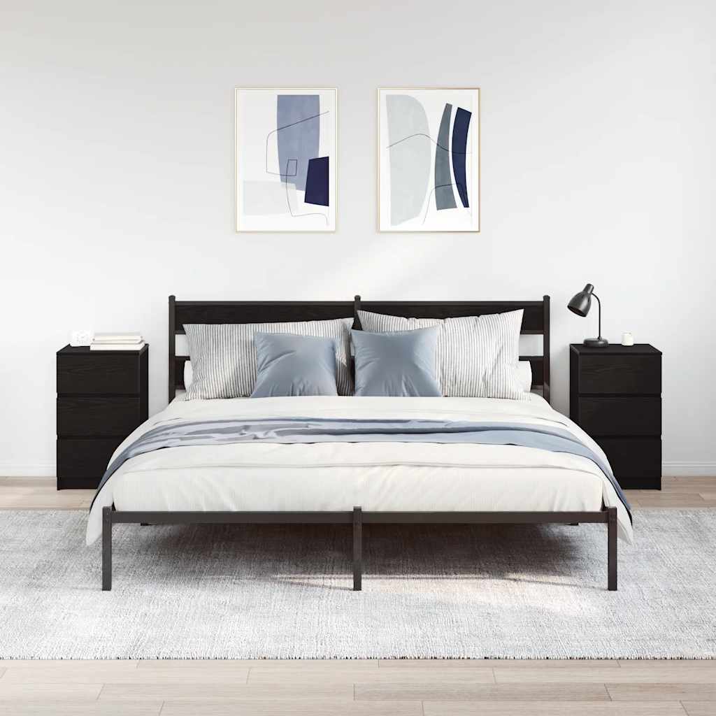 vidaXL Szafki nocne z 3 szufladami 2 szt. Czarne 39x35x65 cm