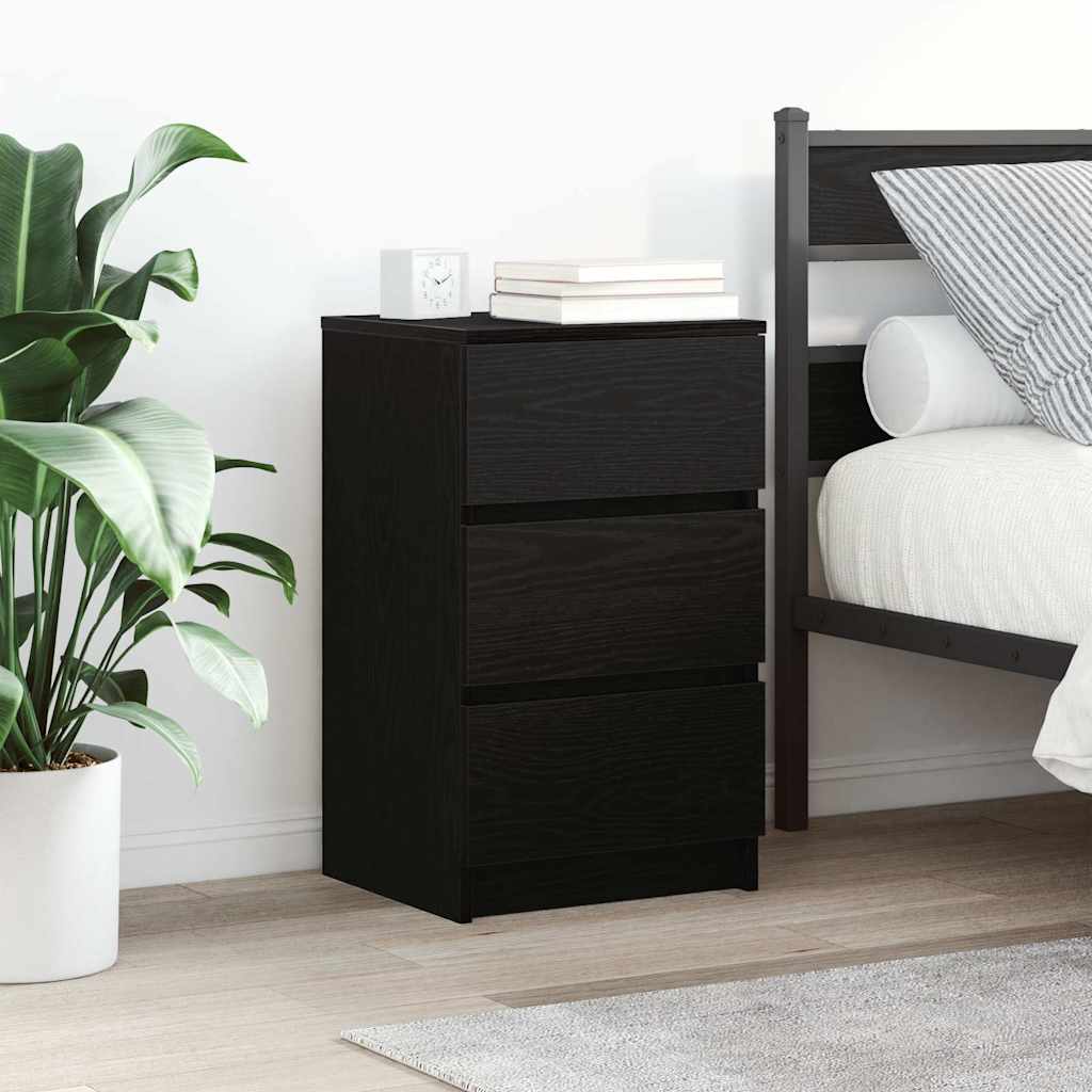vidaXL Szafki nocne z 3 szufladami 2 szt. Czarne 39x35x65 cm