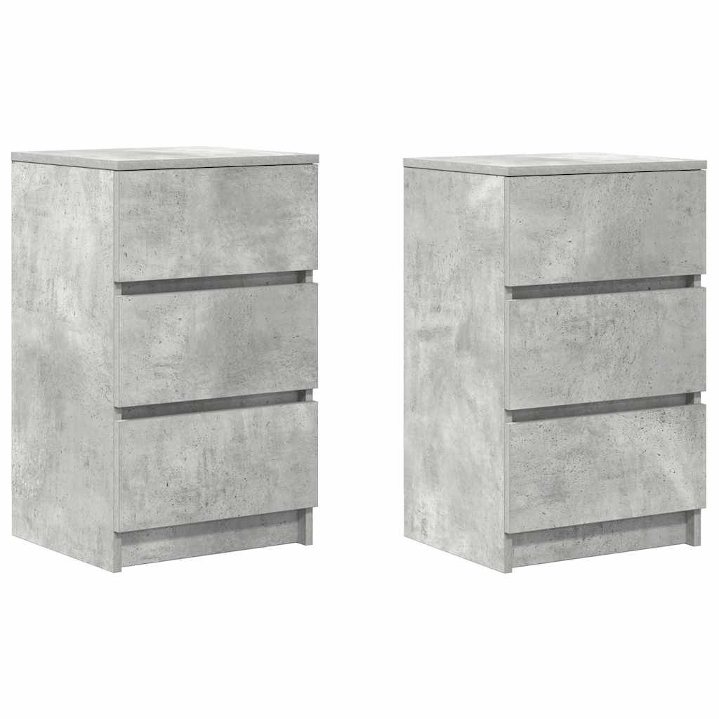 vidaXL Szafki nocne z 3 szufladami 2 szt. Betonowy szary 39x35x65 cm