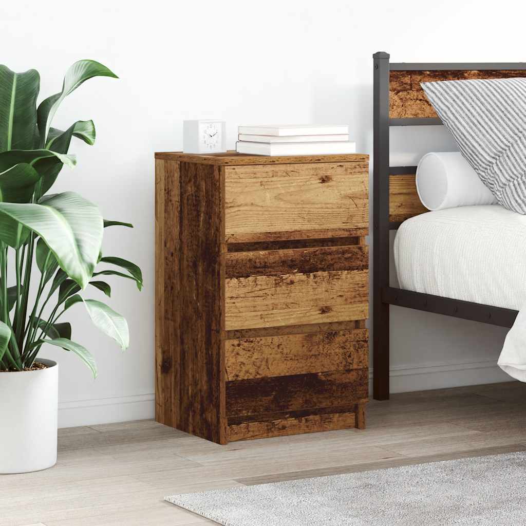 vidaXL Szafka nocna z 3 szufladami Stare drewno 39x35x65 cm