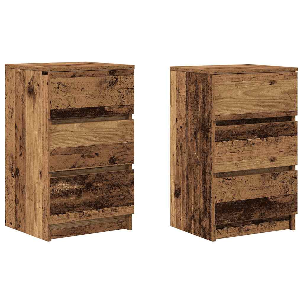 vidaXL Szafki nocne z 3 szufladami 2 szt. Stare drewno 39x35x65 cm