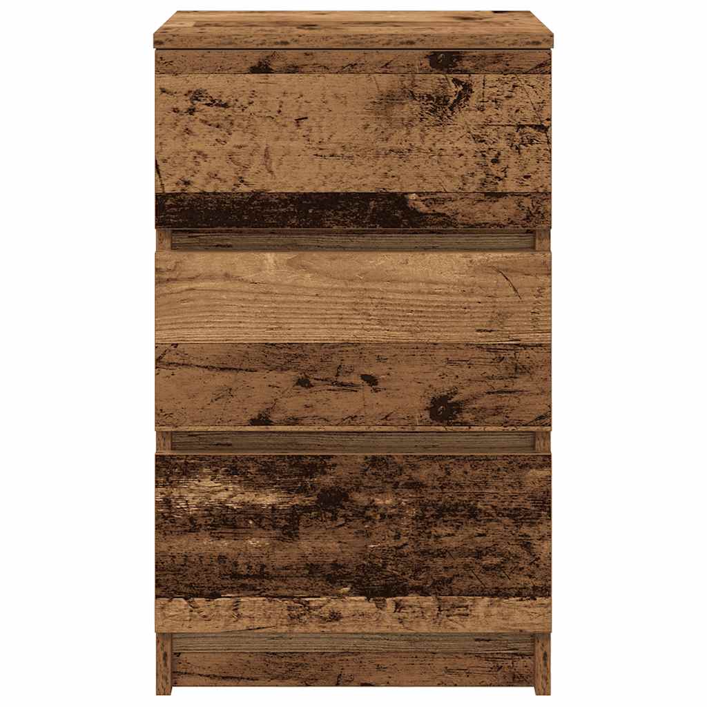 vidaXL Szafki nocne z 3 szufladami 2 szt. Stare drewno 39x35x65 cm