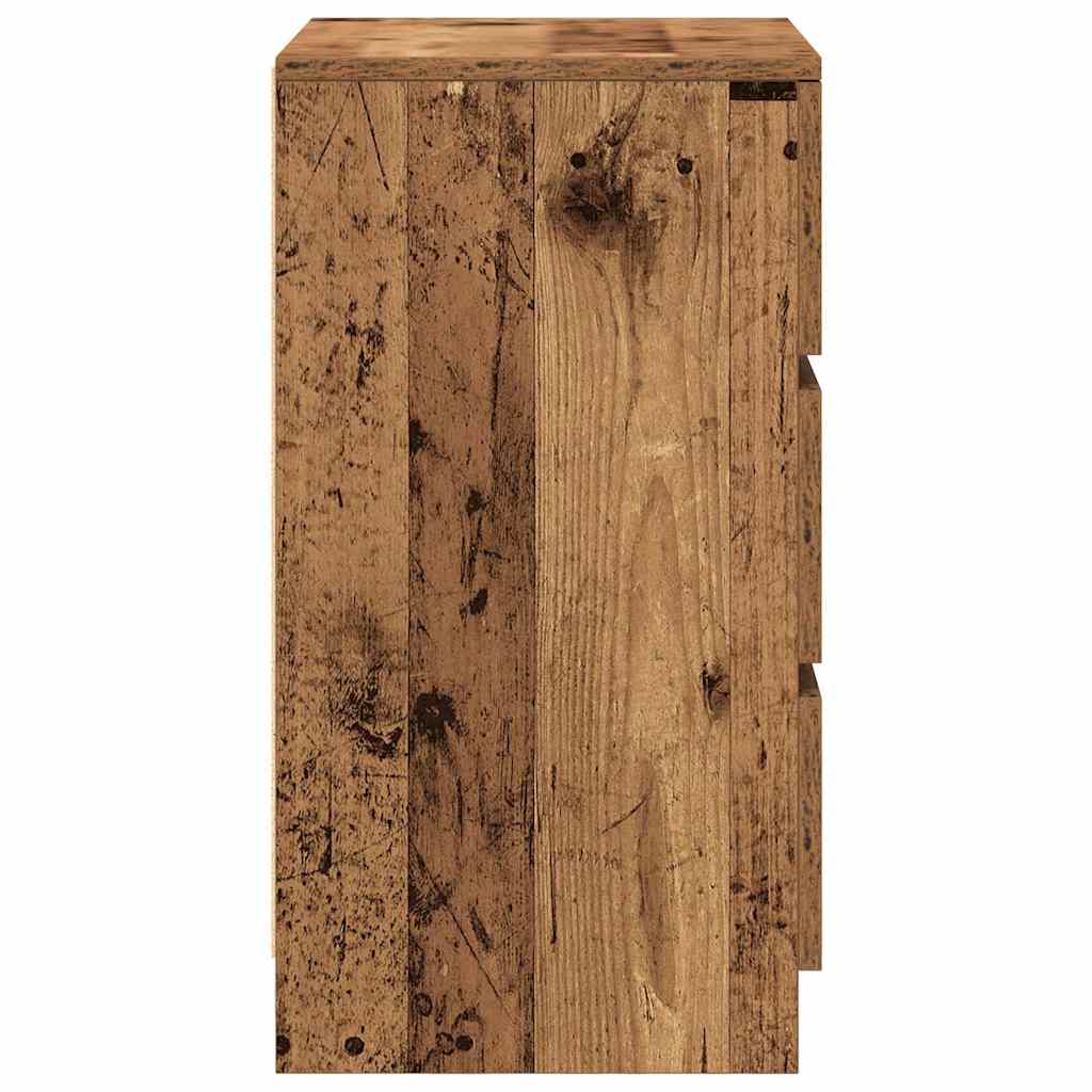 vidaXL Szafki nocne z 3 szufladami 2 szt. Stare drewno 39x35x65 cm