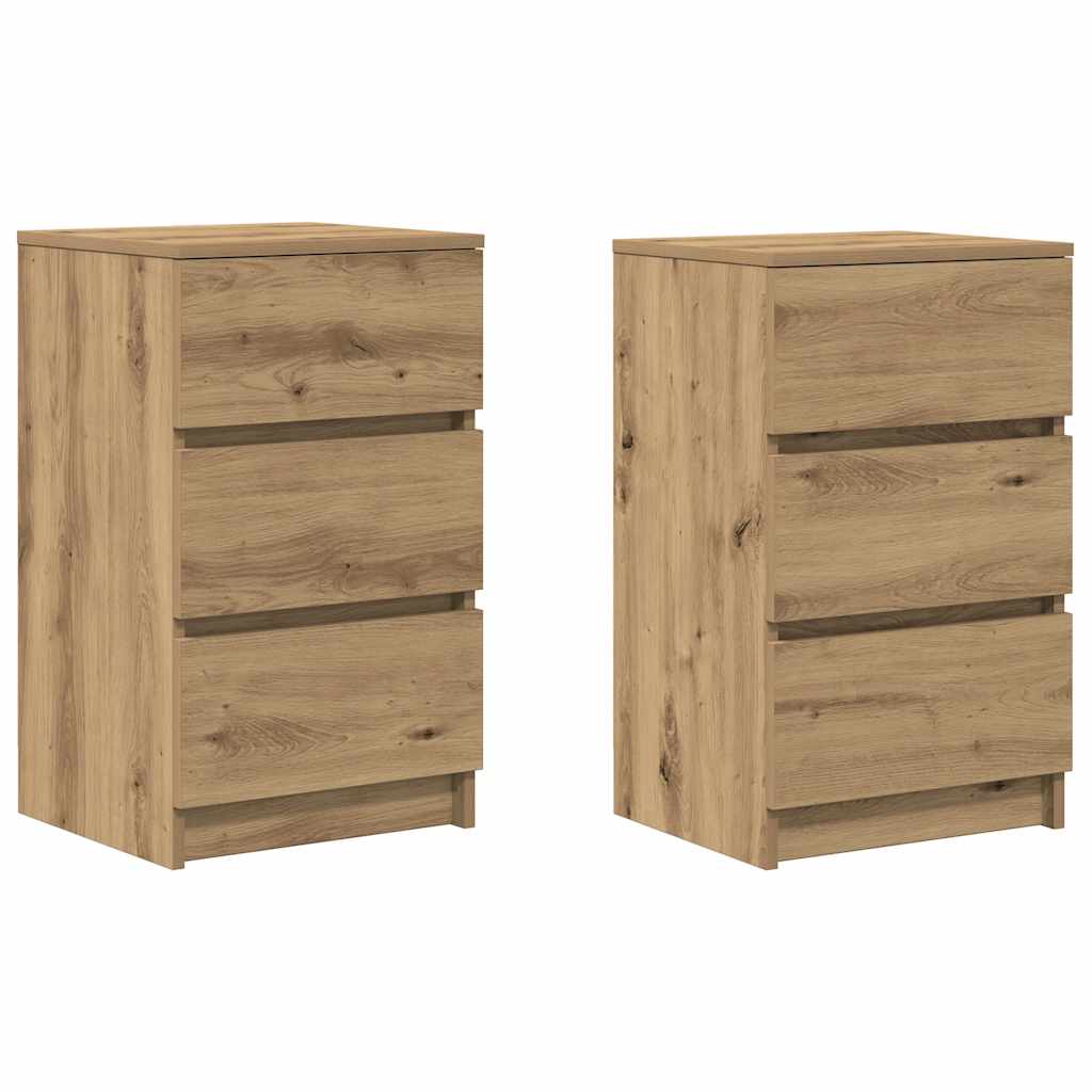 vidaXL Szafki nocne z 3 szufladami 2 szt. Dąb Artisan 39x35x65 cm