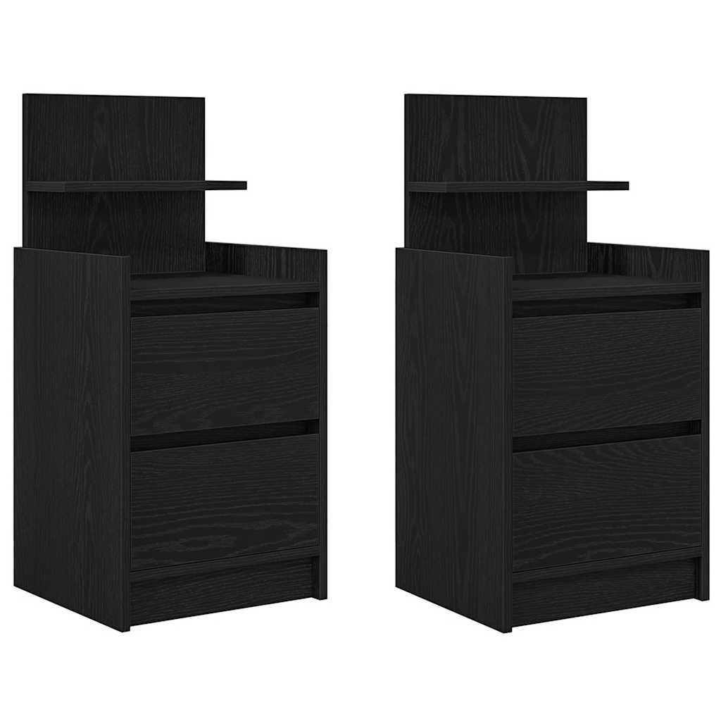 vidaXL Szafki nocne z 2 szufladami 2 szt. Czarne 38x34x80 cm