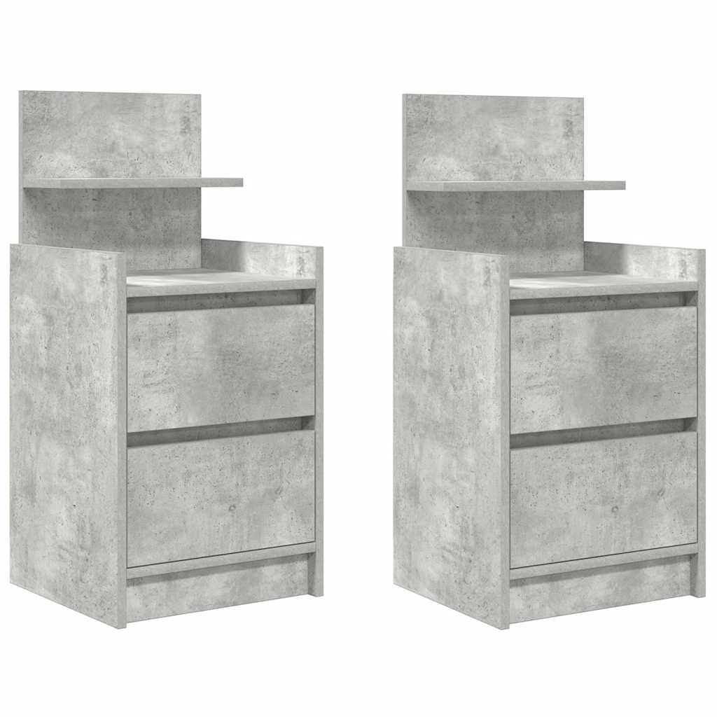vidaXL Szafki nocne z 2 szufladami 2 szt. Betonowy szary 38x34x80 cm