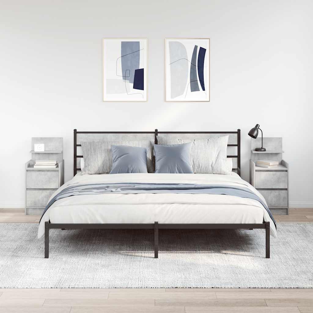 vidaXL Szafki nocne z 2 szufladami 2 szt. Betonowy szary 38x34x80 cm