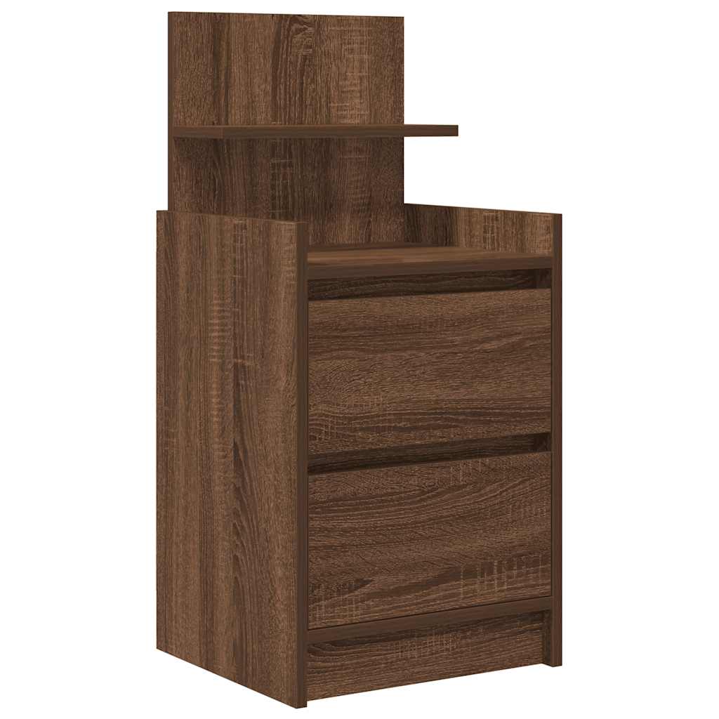 vidaXL Szafka nocna z 2 szufladami Brązowy dąb 38x34x80 cm