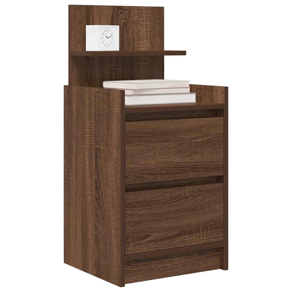 vidaXL Szafka nocna z 2 szufladami Brązowy dąb 38x34x80 cm