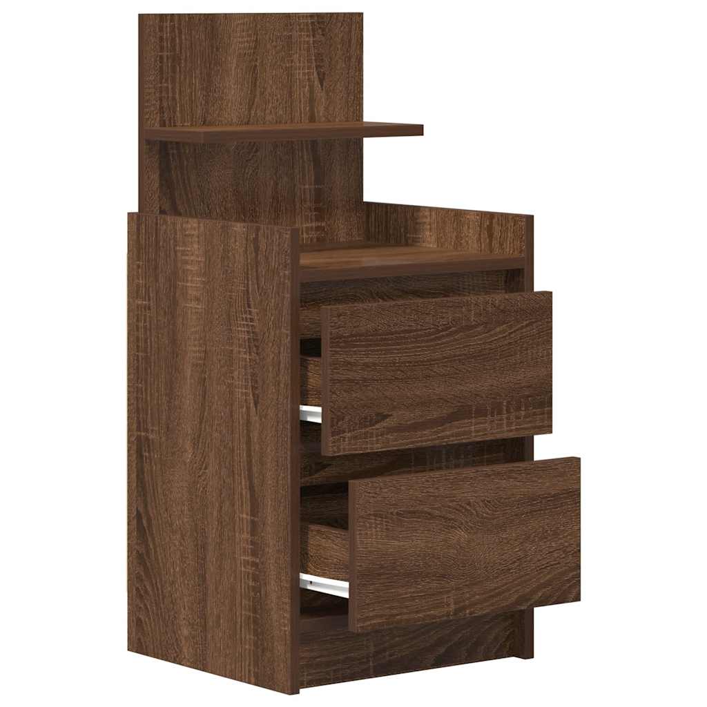 vidaXL Szafka nocna z 2 szufladami Brązowy dąb 38x34x80 cm