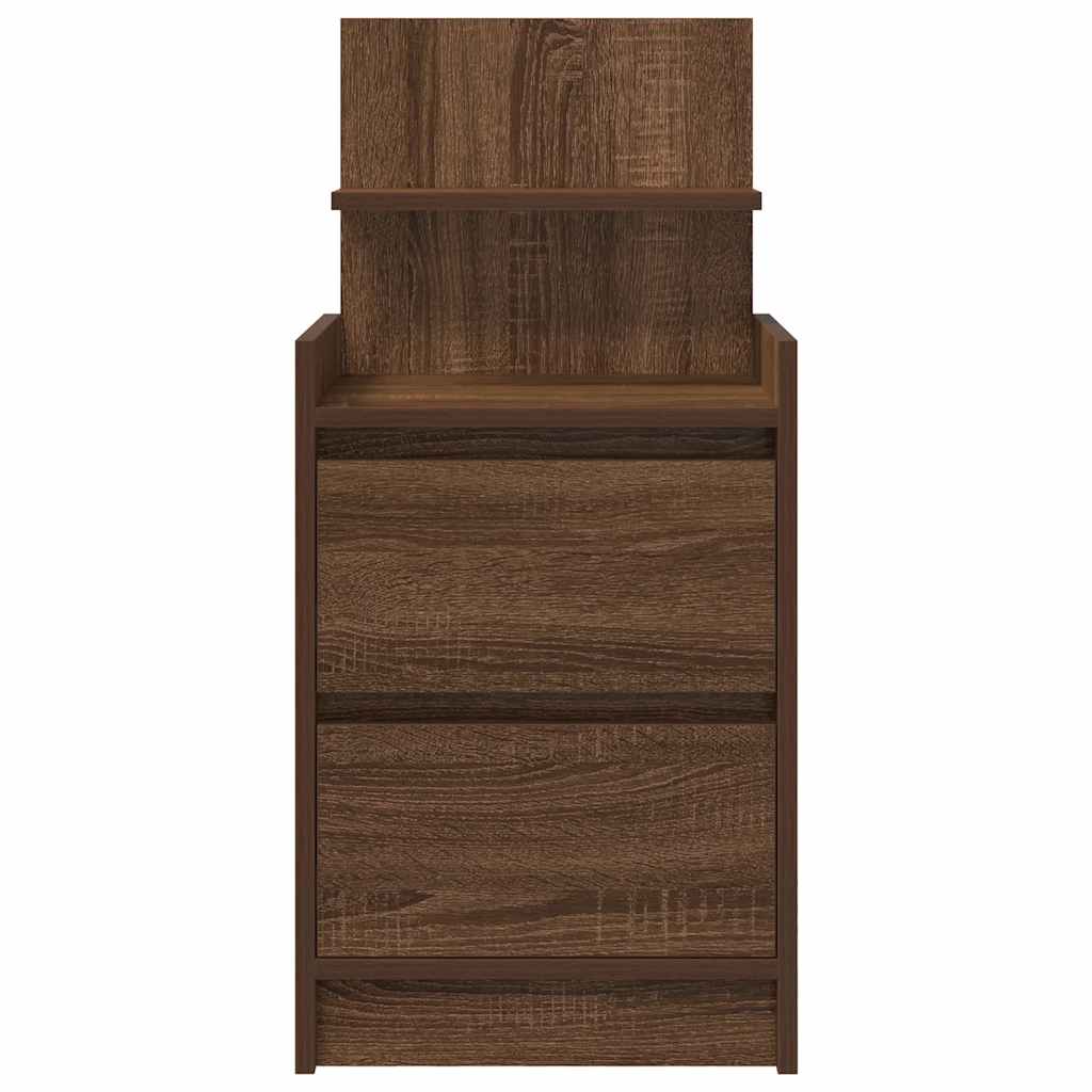 vidaXL Szafka nocna z 2 szufladami Brązowy dąb 38x34x80 cm