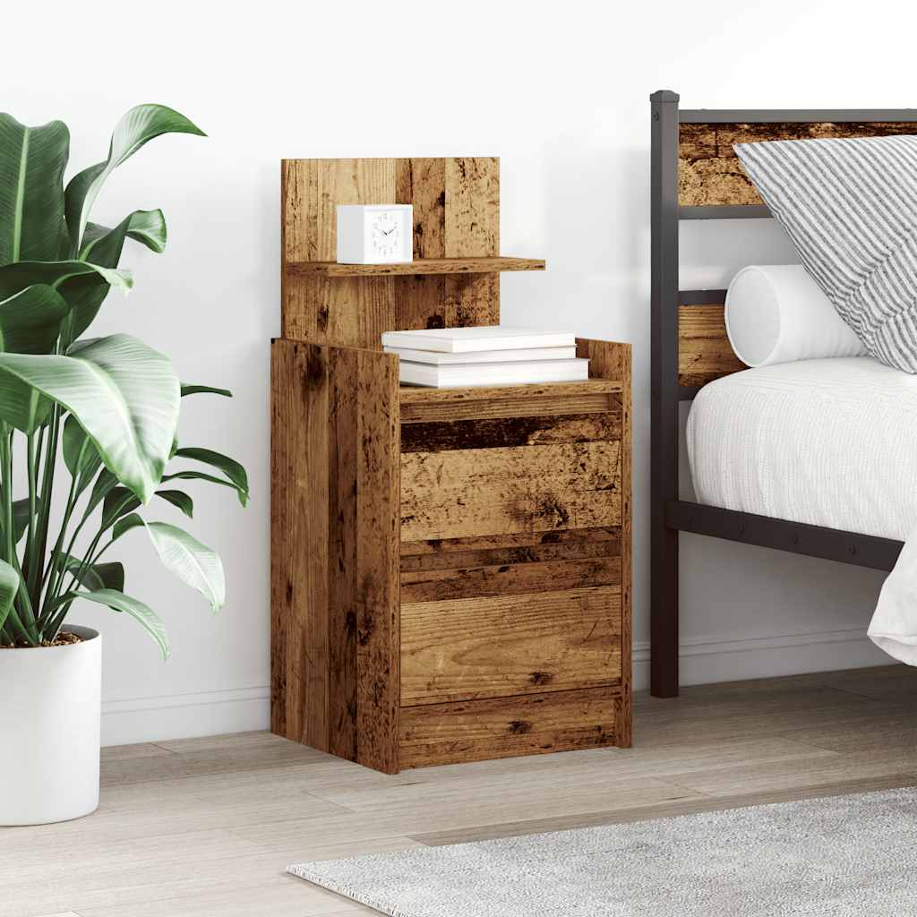 vidaXL Szafka nocna z 2 szufladami Stare drewno 38x34x80 cm