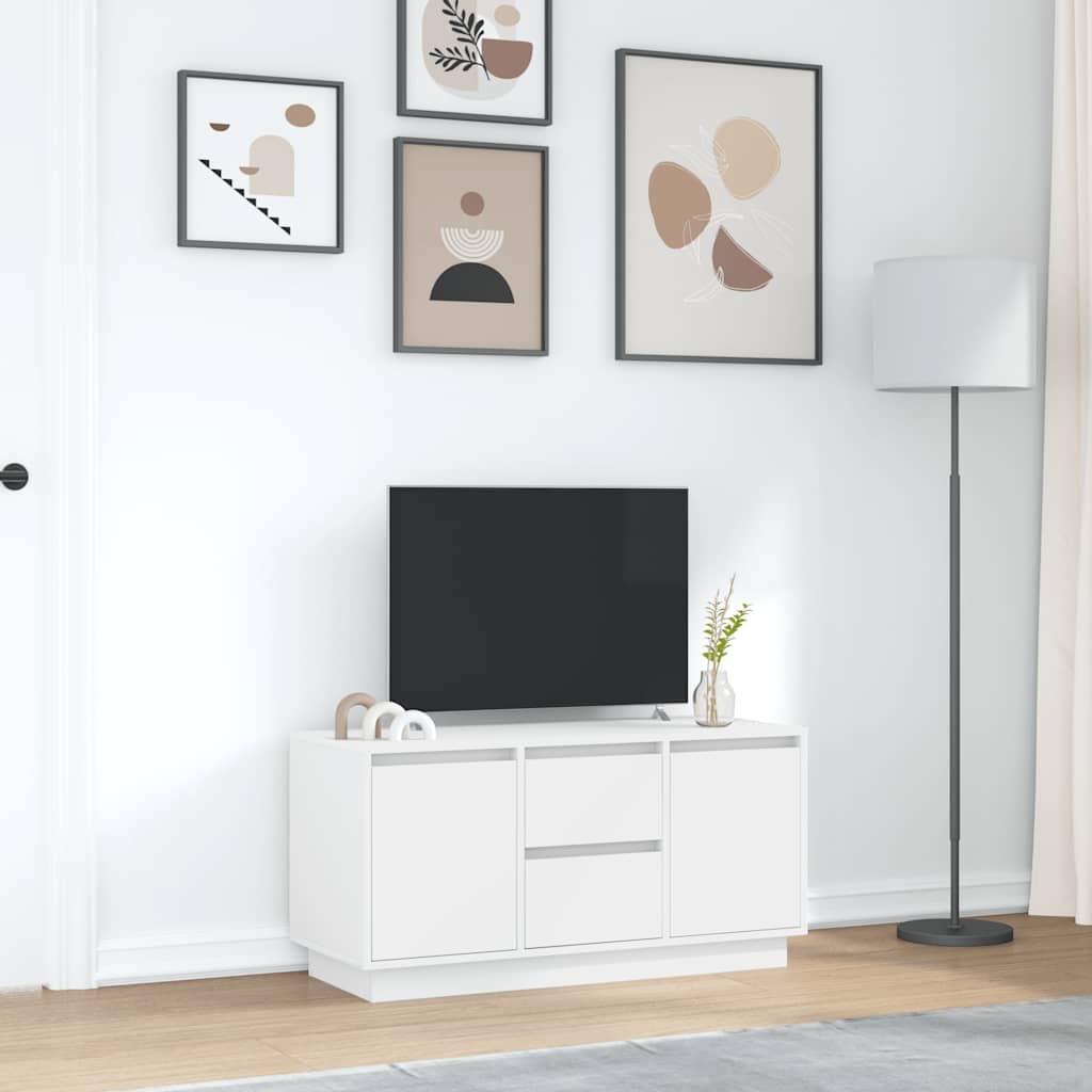 vidaXL Szafka RTV z oświetleniem LED Biała 100x41x50 cm
