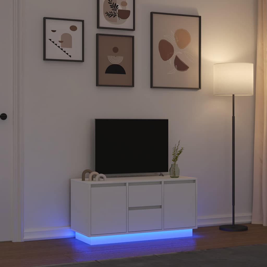 vidaXL Szafka RTV z oświetleniem LED Biała 100x41x50 cm