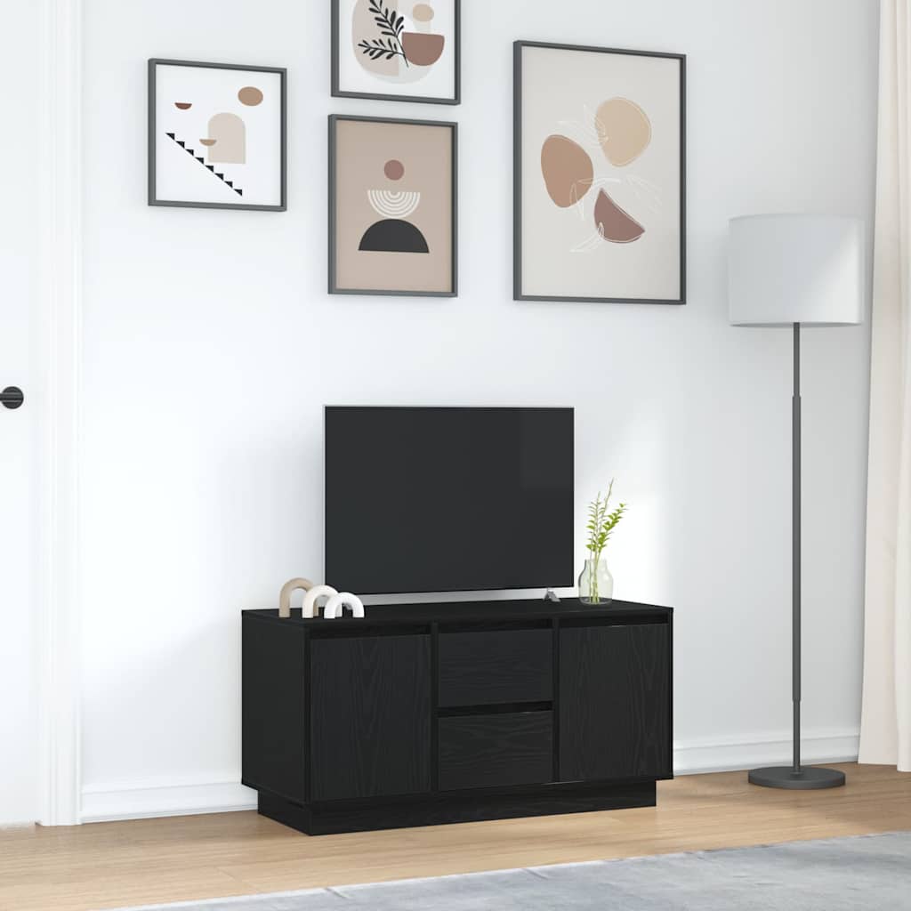 vidaXL Szafka RTV z oświetleniem LED Czarny Dąb 100x41x50 cm