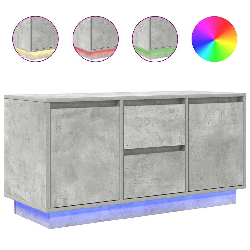 vidaXL Szafka RTV z oświetleniem LED Betonowa Szara 100x41x50 cm
