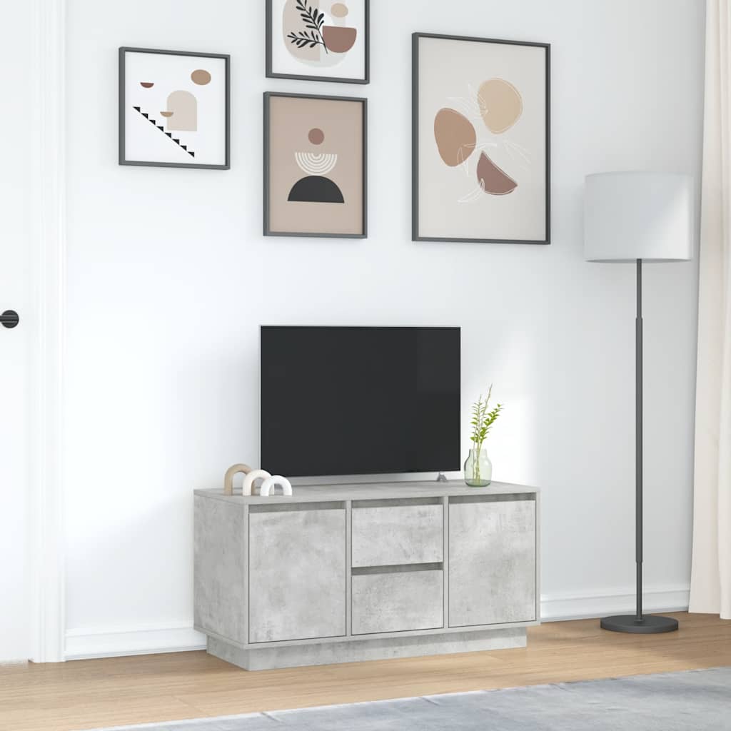 vidaXL Szafka RTV z oświetleniem LED Betonowa Szara 100x41x50 cm