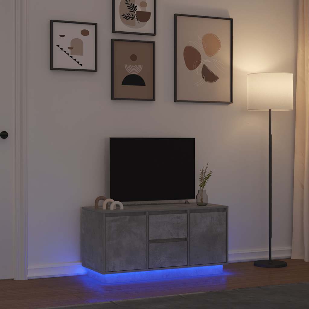 vidaXL Szafka RTV z oświetleniem LED Betonowa Szara 100x41x50 cm