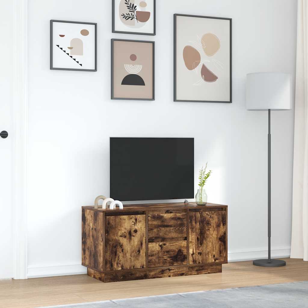 vidaXL Szafka RTV z oświetleniem LED Dąb wędzony 100x41x50 cm