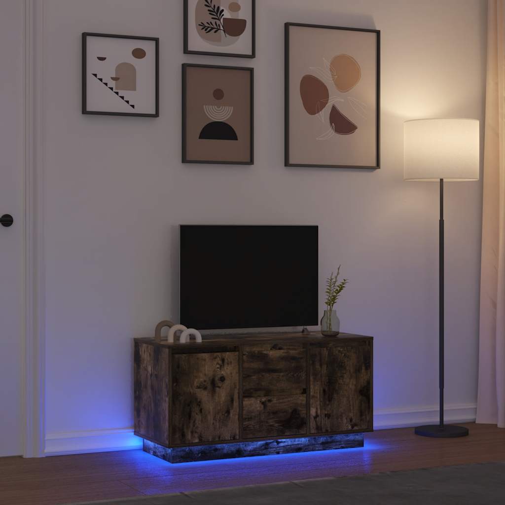 vidaXL Szafka RTV z oświetleniem LED Dąb wędzony 100x41x50 cm