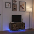 vidaXL Szafka RTV z oświetleniem LED Dąb wędzony 100x41x50 cm
