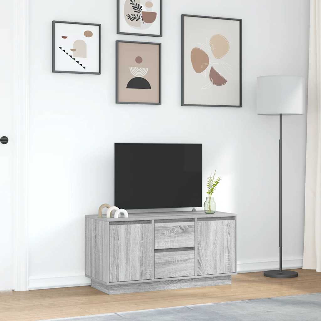vidaXL Szafka RTV z oświetleniem LED Szara Sonoma 100x41x50 cm